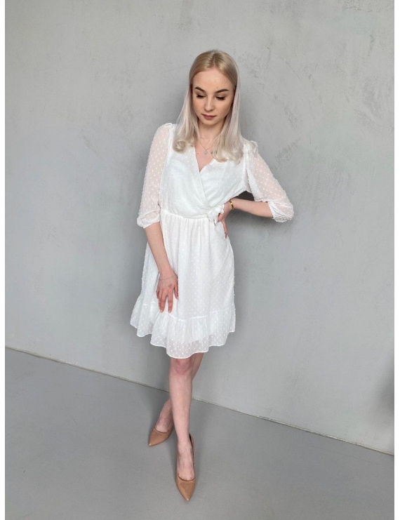 Платье белое в горох