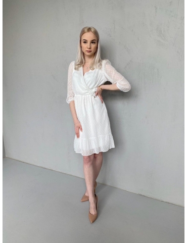 Платье белое в горох