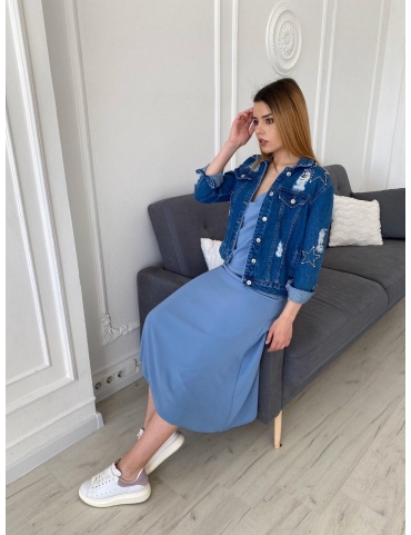 Голубое платье-комбинация