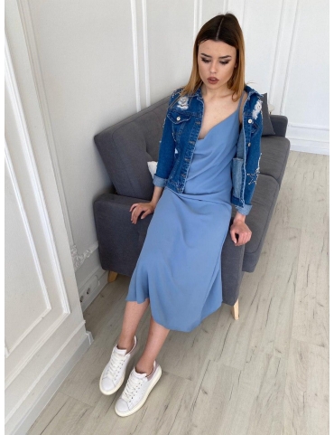 Голубое платье-комбинация