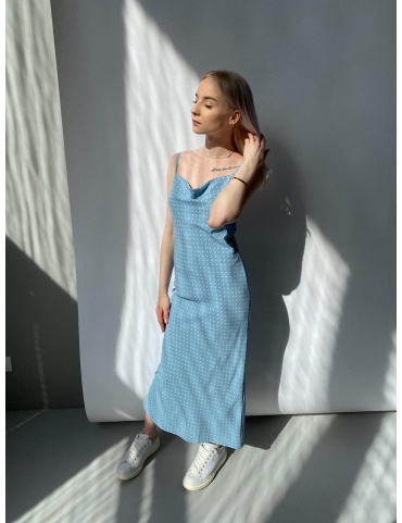 Голубое платье-комбинация