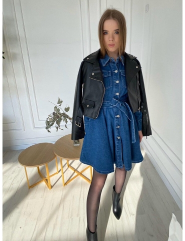 Джинсовое платье с пышной юбкой