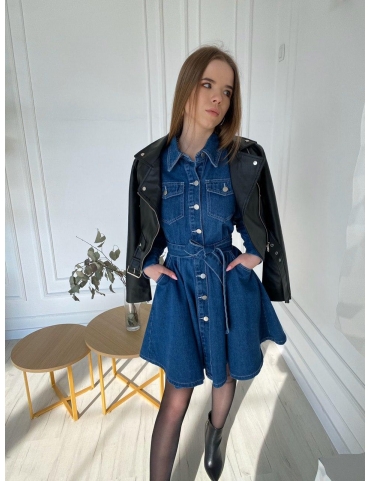 Джинсовое платье с пышной юбкой